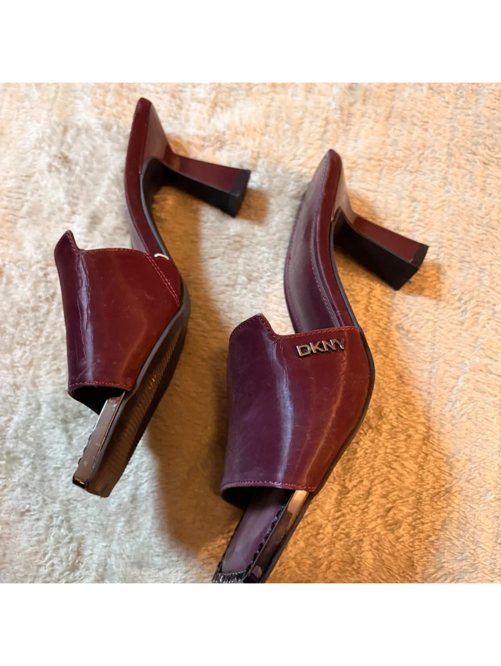 DKNY Purple Studded and Bedazzled Square Toe Heels